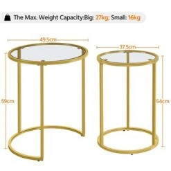 Yaheetech Round Nesting Side Tables Set Of 2 End Tables For Living Room, Mustard Gold 11 Yaheetech Round Nesting Side Tables Set Of 2 End Tables For Living Room, Mustard Gold -Living Room Furniture Store 34525498 5