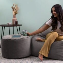 Icon Milano Velvet Pouffe, Bean Bag Footstool -Living Room Furniture Store 35238415 3