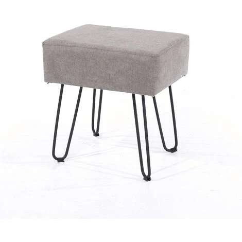 Soft Furnishings Grey Fabric Upholstered Rectangular Stool With Black Metal Legs 3 Soft Furnishings Grey Fabric Upholstered Rectangular Stool With Black Metal Legs