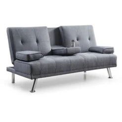 ELEGANT Grey Sofa Bed 3 Seater 3 Inclining Positions With Drink Cup Holder Luxury Sofa Bed For Living Room 9 ELEGANT Grey Sofa Bed 3 Seater 3 Inclining Positions With Drink Cup Holder Luxury Sofa Bed For Living Room -Living Room Furniture Store 35337734 3
