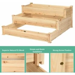 3 Tier Wooden Raised Garden Bed Elevated Planter Box Kit For Vegetable & Flower -Living Room Furniture Store 35392731 3