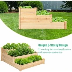 3 Tier Wooden Raised Garden Bed Elevated Planter Box Kit For Vegetable & Flower -Living Room Furniture Store 35392731 4