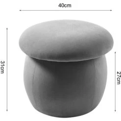 Livingandhome Velvet Mashroom Shape Pouffe Footstool , Grey -Living Room Furniture Store 35861940 3