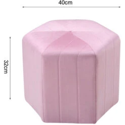 Livingandhome Velvet Hexagon Footstool, Pink 11 Livingandhome Velvet Hexagon Footstool, Pink -Living Room Furniture Store 35861970 5