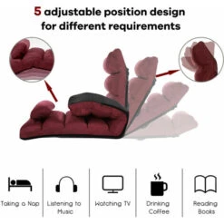 Folding Lazy Sofa Bed Floor Sleeper Seat 5-Position Adjustable Pillow Couch -Living Room Furniture Store 36154676 5