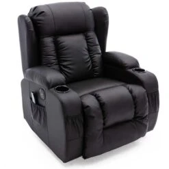 CAESAR HIGH BACK ELECTRIC BOND GRADE LEATHER RECLINER 3+2+1 SOFA ARMCHAIR SET BLACK 1 SEATER