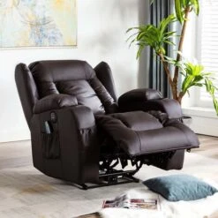 CAESAR HIGH BACK ELECTRIC BOND GRADE LEATHER RECLINER 3+2+1 SOFA ARMCHAIR SET BROWN 1 SEATER -Living Room Furniture Store 36227095 3