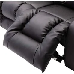 CAESAR HIGH BACK MANUAL BOND GRADE LEATHER RECLINER 3+2+1 SUITE SOFA ARMCHAIR SET BLACK 2 SEATER -Living Room Furniture Store 36227096 4