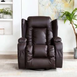 CAESAR HIGH BACK MANUAL BOND GRADE LEATHER RECLINER 3+2+1 SUITE SOFA ARMCHAIR SET BROWN 1 SEATER -Living Room Furniture Store 36227101 5