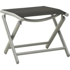 Folding Footrest Black And Silver Textilene And Aluminium VidaXL