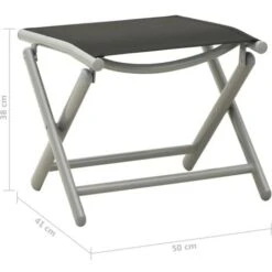 Folding Footrest Black And Silver Textilene And Aluminium VidaXL -Living Room Furniture Store 36487900 3