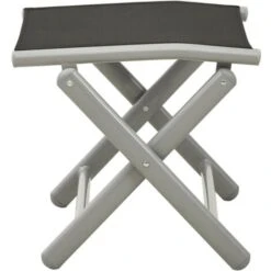Folding Footrest Black And Silver Textilene And Aluminium VidaXL -Living Room Furniture Store 36487900 4