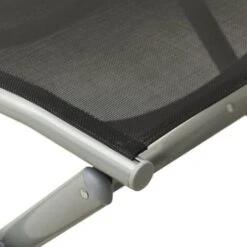 Folding Footrest Black And Silver Textilene And Aluminium VidaXL -Living Room Furniture Store 36487900 5