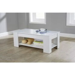 Modern Lift Up Top Coffee Table Storage Area Shelf Occasional Lap Top White -Living Room Furniture Store 36857325 2