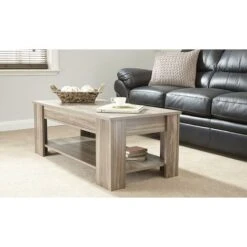 Modern Lift Up Top Coffee Table Storage Area Shelf Occasional Walnut Seconds