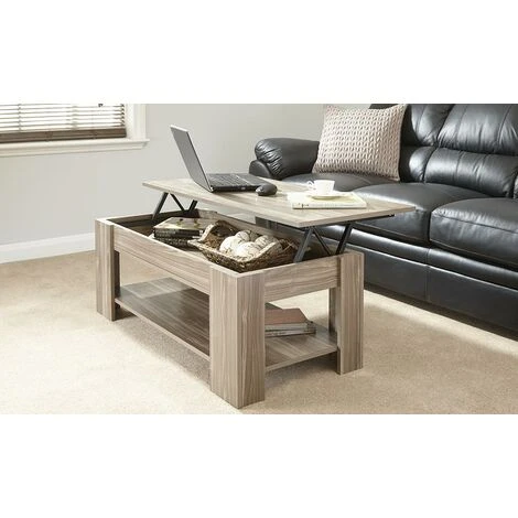 Modern Lift Up Top Coffee Table Storage Area Shelf Occasional Walnut Seconds 5 Modern Lift Up Top Coffee Table Storage Area Shelf Occasional Walnut Seconds - Image 3