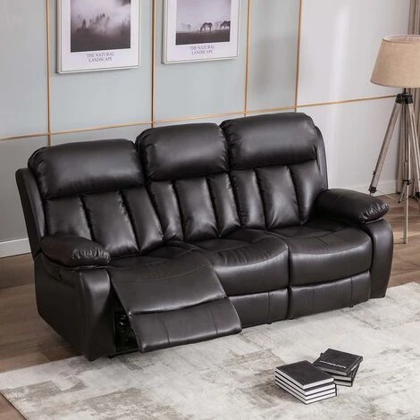 CHESTER HIGH BACK ELECTRIC BOND GRADE LEATHER RECLINER 3+2+1 SOFA ARMCHAIR SET BROWN 3 SEATER 4 CHESTER HIGH BACK ELECTRIC BOND GRADE LEATHER RECLINER 3+2+1 SOFA ARMCHAIR SET BROWN 3 SEATER - Image 2