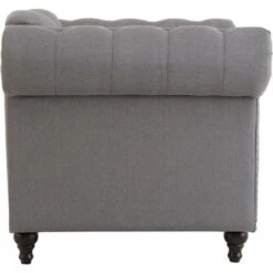 Premier Housewares Chesterfield Sofa In Grey Chesterfield Armchair For Living Room Chesterfield Sofas And More W112 X D85 X H83 -Living Room Furniture Store 36895056 3