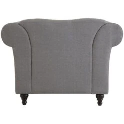 Premier Housewares Chesterfield Sofa In Grey Chesterfield Armchair For Living Room Chesterfield Sofas And More W112 X D85 X H83 -Living Room Furniture Store 36895056 4