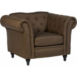 Premier Housewares Natural Chesterfield Leather Sofa Eucalyptus Leather Chesterfield Sofa Wood Sofa Set 3 2 1, Metal Sofa Chesterfield Sofa 112x85x83 -Living Room Furniture Store 36895137 2