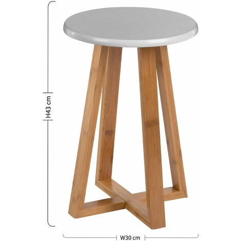 Premier Housewares Round Wooden Stool Bamboo Small Wooden Stool Stacking Stools Small Stool Wooden Stools Grey Finish Wood Stool 43 X 30 X 30 Cm 4 Premier Housewares Round Wooden Stool Bamboo Small Wooden Stool Stacking Stools Small Stool Wooden Stools Grey Finish Wood Stool 43 X 30 X 30 Cm - Image 2