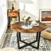Round Coffee Table Modern Leisure Tea Table Industrial End Table Adjustable Pads -Living Room Furniture Store 37017497 1