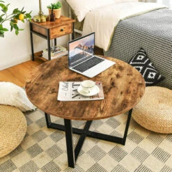 Round Coffee Table Modern Leisure Tea Table Industrial End Table Adjustable Pads -Living Room Furniture Store 37017497 3