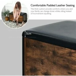 Rustic Shoe Changing Bench Flip Top Storage Ottoman Bed End Stool W/ Padded Seat -Living Room Furniture Store 37017508 4