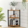 Livingandhome 3 Tier Corner Bookcase Storage Unit With Black Frame -Living Room Furniture Store 37158981 1