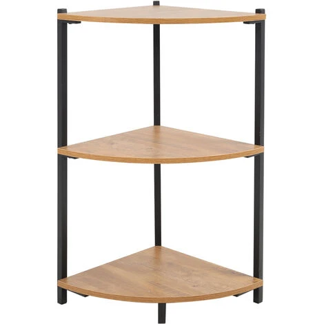 Livingandhome 3 Tier Corner Bookcase Storage Unit With Black Frame 5 Livingandhome 3 Tier Corner Bookcase Storage Unit With Black Frame - Image 3