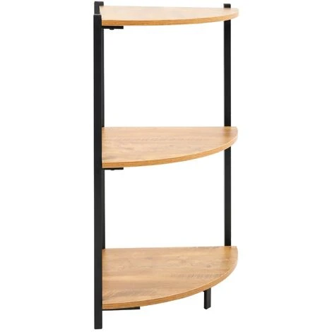 Livingandhome 3 Tier Corner Bookcase Storage Unit With Black Frame 6 Livingandhome 3 Tier Corner Bookcase Storage Unit With Black Frame - Image 4
