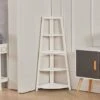 Livingandhome White 5 Tier Ladder Shaped Corner Shelf Rack Bookcase -Living Room Furniture Store 37158983 1
