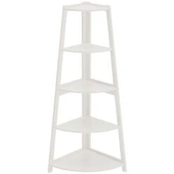 Livingandhome White 5 Tier Ladder Shaped Corner Shelf Rack Bookcase -Living Room Furniture Store 37158983 4