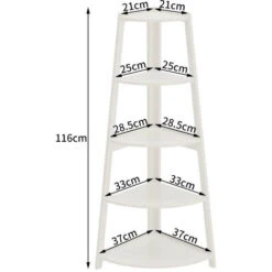 Livingandhome White 5 Tier Ladder Shaped Corner Shelf Rack Bookcase -Living Room Furniture Store 37158983 5