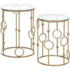 HOMCOM Set Of 2 Gold Nesting Coffee Table, Side Tables W/ Tempered Glass Top -Living Room Furniture Store 37476618 1