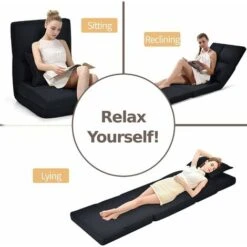 Folding Lazy Floor Sofa Chair Adjustable Gaming Couch Bed Lounger W/ Pillow -Living Room Furniture Store 37852937 3