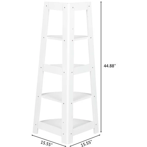 5 Tier Corner Shelf Stand Wood Display Storage Home Furniture White 5 5 Tier Corner Shelf Stand Wood Display Storage Home Furniture White - Image 3
