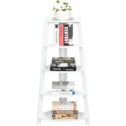 5 Tier Corner Shelf Stand Wood Display Storage Home Furniture White 10 5 Tier Corner Shelf Stand Wood Display Storage Home Furniture White -Living Room Furniture Store 37853910 4