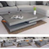 Casaria Coffee Table Rotatable Grey High Gloss 360° Square Modern Cube Design Living Room Side Sofa End Tea Tables Grey -Living Room Furniture Store 37949708 1