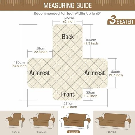Sofa Cover Sofa Cover Waterproof Sofa Cover With Non-Slip Elastic Straps For Dogs Pets, Wear & Tear Protection (Brown, 3 Seater) SOEKAVIA 4 Sofa Cover Sofa Cover Waterproof Sofa Cover With Non-Slip Elastic Straps For Dogs Pets, Wear & Tear Protection (Brown, 3 Seater) SOEKAVIA - Image 2