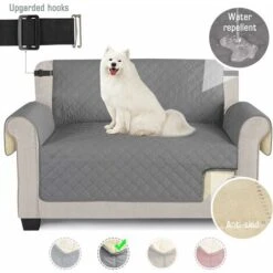 Sofa Covers Waterproof Sofa Throws With Elastic Straps Non-slip Foam For Living Room Dog Protection Protect Co.ukom Pets, Splashes, Wear And Cracks (Gray, 2 Seater 116 190cm) SOEKAVIA