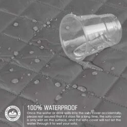 Sofa Covers Waterproof Sofa Throws With Elastic Straps Non-slip Foam For Living Room Dog Protection Protect Co.ukom Pets, Splashes, Wear And Cracks (Gray, 3 Seater) SOEKAVIA -Living Room Furniture Store 38446087 3