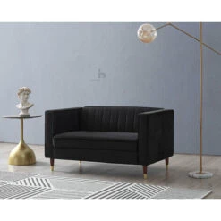 Thomas V2 Black Velvet 2 Seater Sofa -Living Room Furniture Store 38691046 3