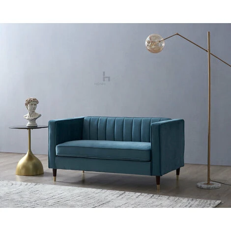 Thomas V2 Blue Velvet 2 Seater Sofa 4 Thomas V2 Blue Velvet 2 Seater Sofa - Image 2