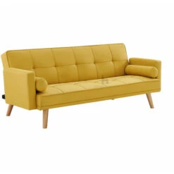 Sarnia Mustard Fabric Sofa Bed - V2