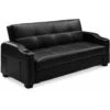 Nebraska Black Leather Sofa Bed