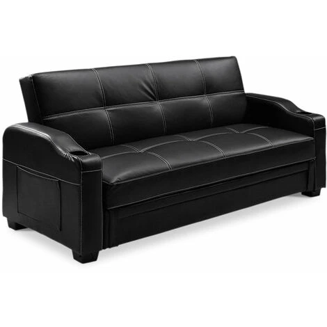 Nebraska Black Leather Sofa Bed 3 Nebraska Black Leather Sofa Bed