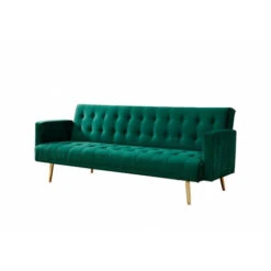 Windsor Green Velvet Sofa Bed / Golden Legs