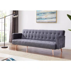 Windsor Grey Velvet Sofa Bed/ Rose Gold Legs -Living Room Furniture Store 38691245 4