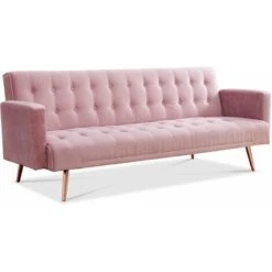 Windsor Pink Velvet Sofa Bed/ Rose Gold Legs